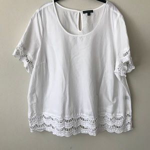Plus size simple white blouse with beautiful trim